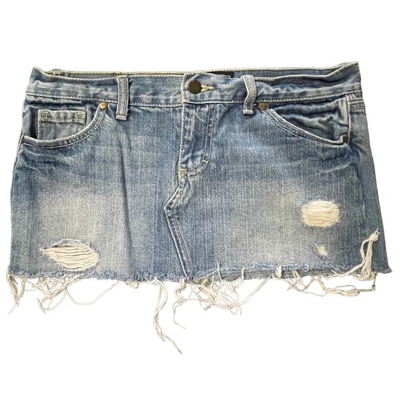 Victoria's Secret Dresses & Skirts - Pink Victoria Secret Blue Denim Skirt Distressed Size 2